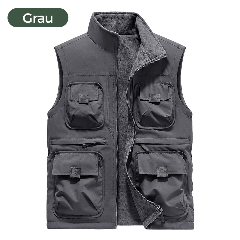 Gefütterte Wendeweste mit mehreren Taschen für Herren und Damen