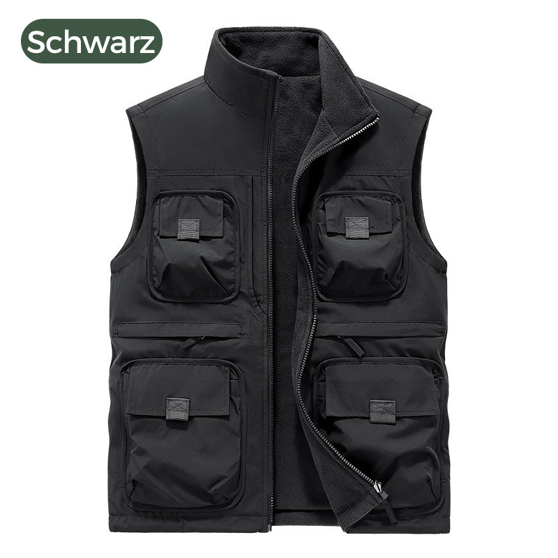 Gefütterte Wendeweste mit mehreren Taschen für Herren und Damen