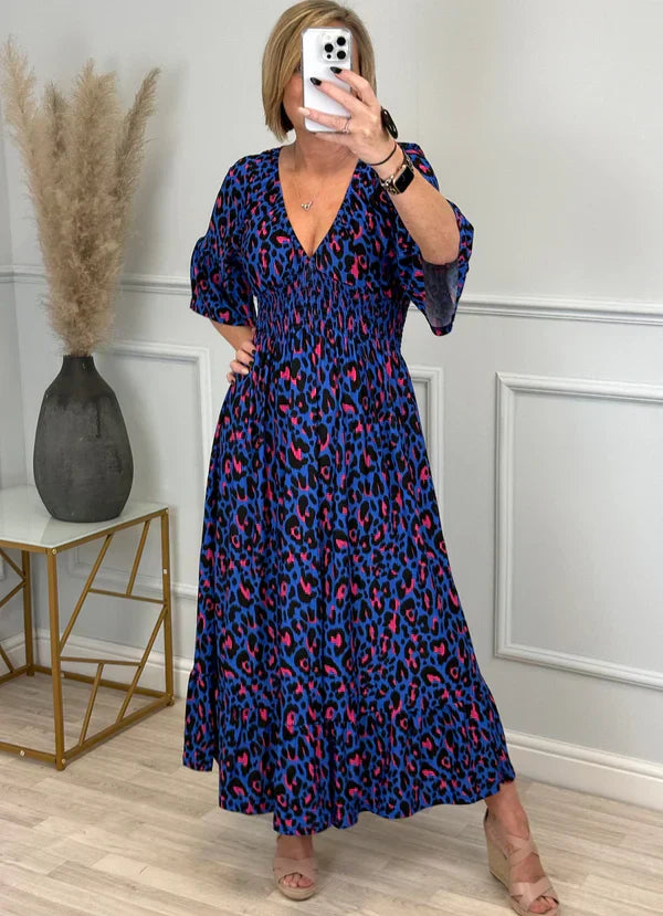 🌷Frühjahrs-Hot-Sale 49% Rabatt🍃Leopardenkleid mit geraffter Taille🌺Bequem mit guter Figur