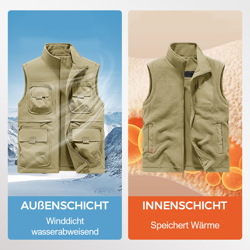 Gefütterte Wendeweste mit mehreren Taschen für Herren und Damen