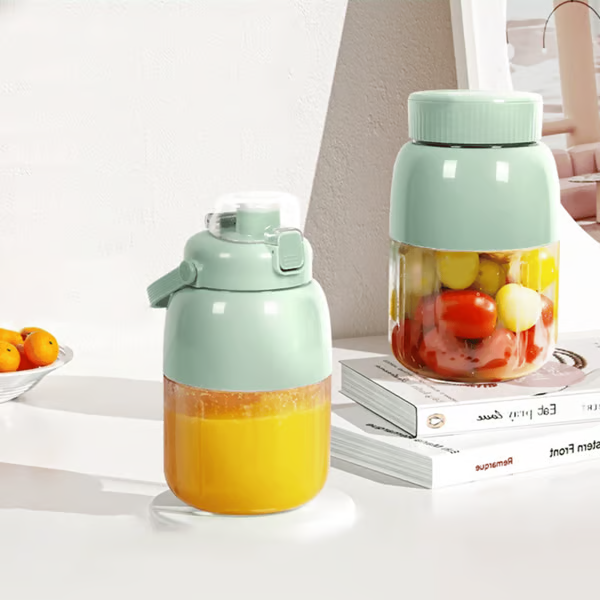 ⏳Begrenzte Zeit 50% Rabatt💥BPA-freie elektrische Zitruspresse, 480 ml, Strohhalm, zwei Deckel, tragbarer Mixer für Smoothies, Shakes, Essenszubereitung und Mixen von gefrorenen Zutaten – Outdoorfun