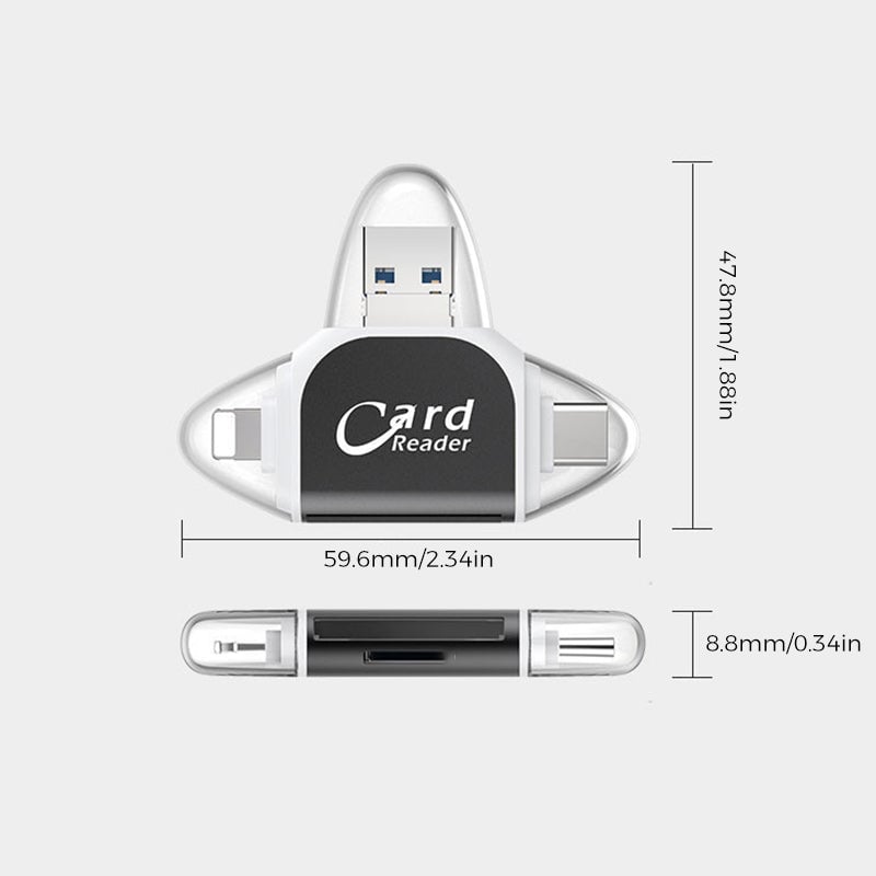 4-in-1-Universal-SD-TF-Kartenleser mit mehreren AnschlĂŒssen