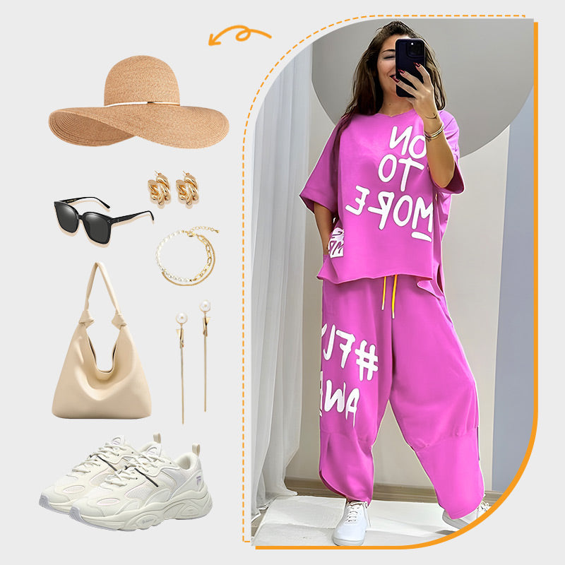 🔥Aujourd'hui 50% de réduction🔥Zweiteiliges Freizeit-T-Shirt-Set