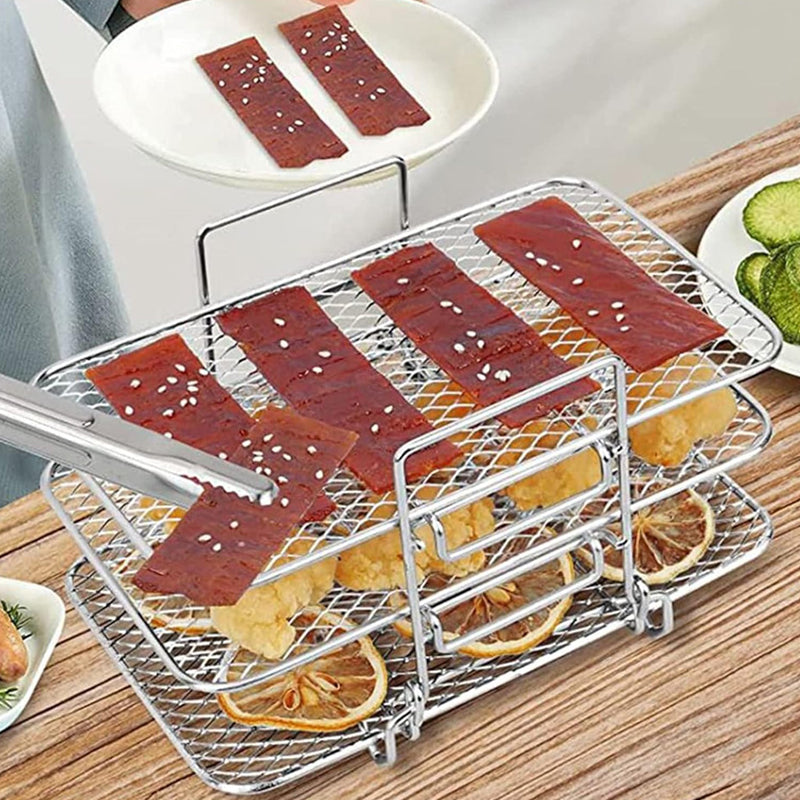 🔥Heißer Verkauf🔥(54% Rabatt)Edelstahl-Mehrschicht-Luftfritteusen-Dörrgestell