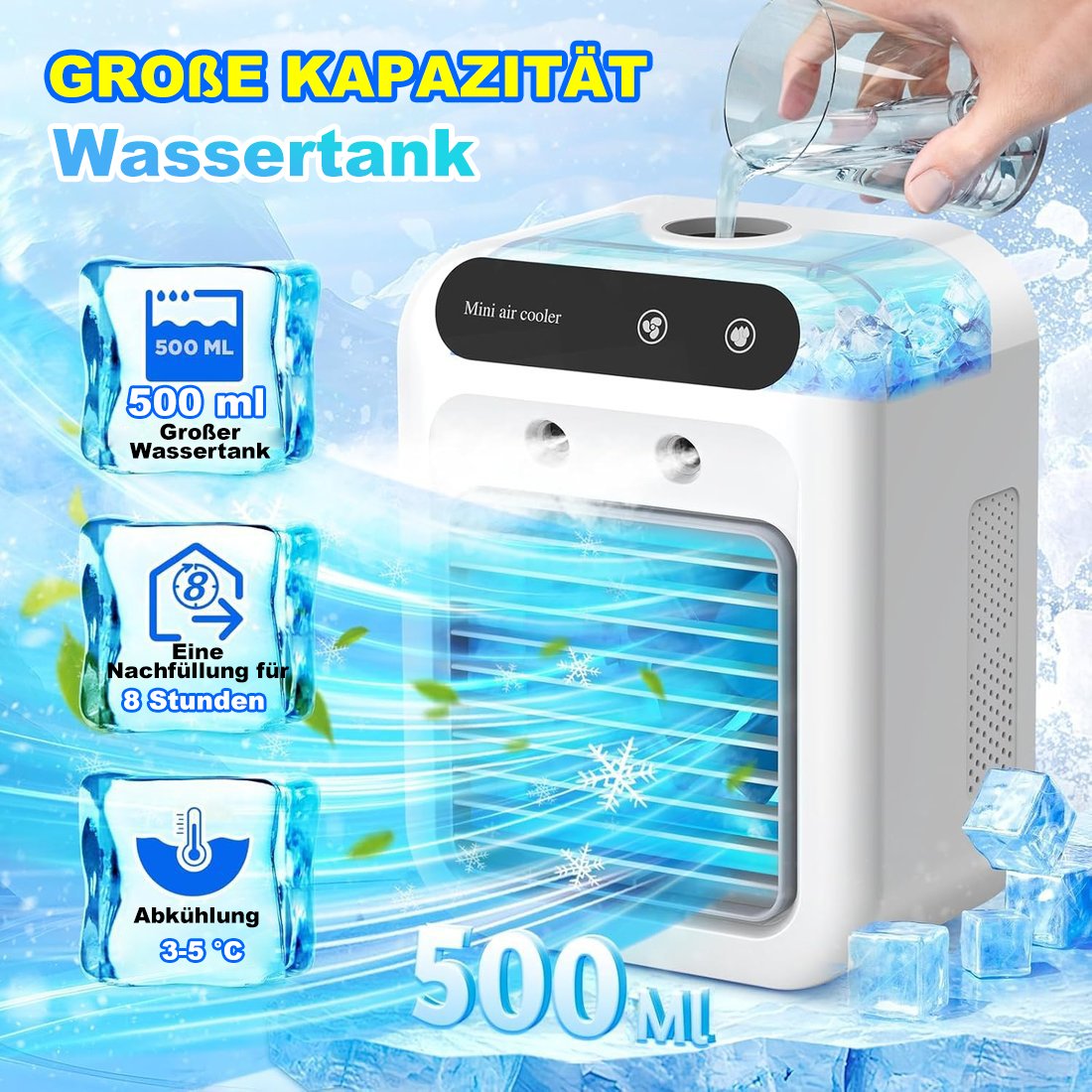 🔥🔥Heißer Verkauf - 50% Rabatt❄️🌬️ Mini Air Cooler 3-in-1 – Kühlt, befeuchtet & duftet! Perfekt für Schreibtisch & Schlafbereich