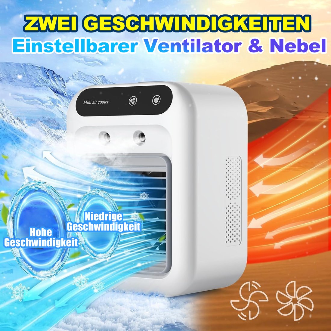 🔥🔥Heißer Verkauf - 50% Rabatt❄️🌬️ Mini Air Cooler 3-in-1 – Kühlt, befeuchtet & duftet! Perfekt für Schreibtisch & Schlafbereich