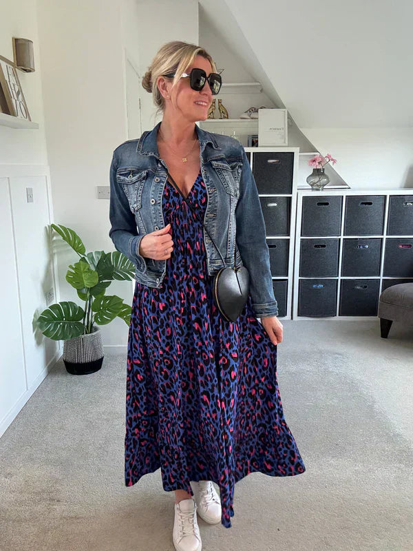 🌷Frühjahrs-Hot-Sale 49% Rabatt🍃Leopardenkleid mit geraffter Taille🌺Bequem mit guter Figur