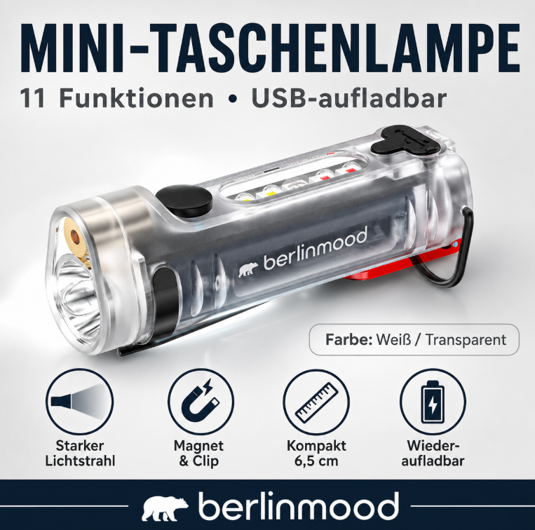 Multifunktionale wiederaufladbare Mini-Schlüsselanhänger-Taschenlampe