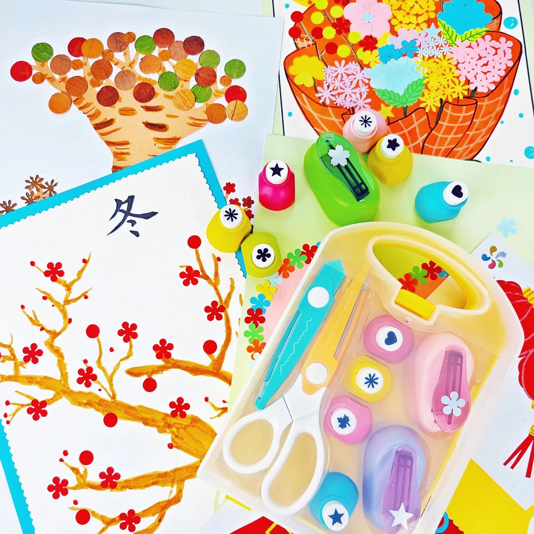 🎨 40% RABATT! ✂️ Kreatives Bastelset mit Locher für Kinder – Sicher, Pädagogisch & Stundenlanger Kreativspaß 🧒