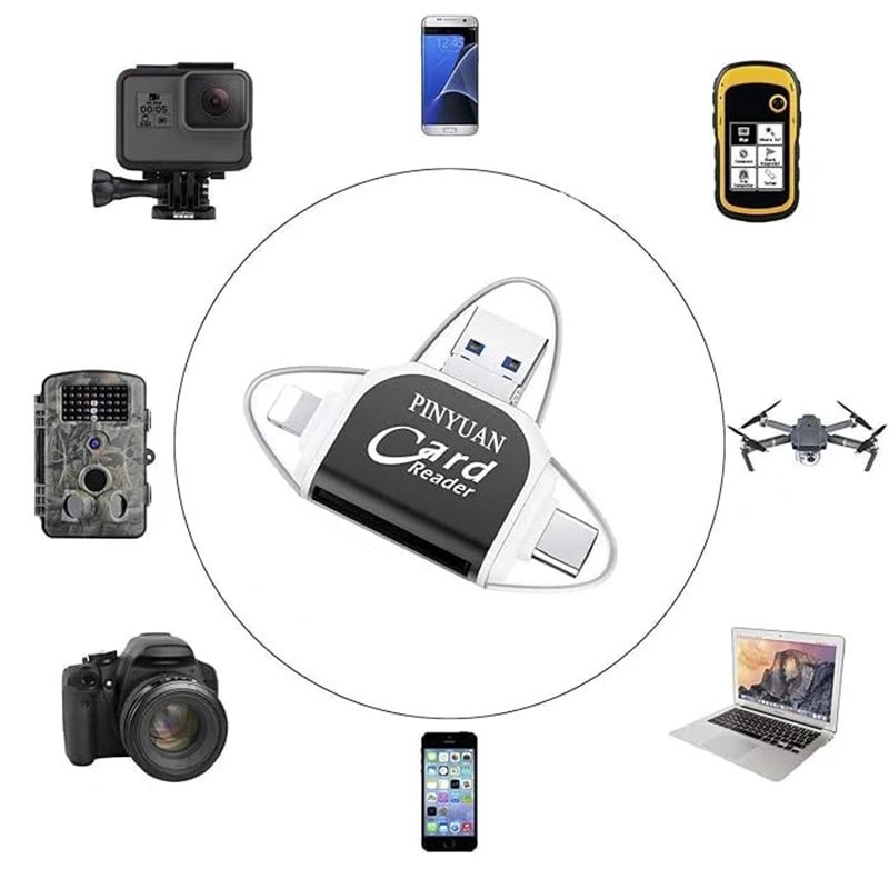 4-in-1-Universal-SD-TF-Kartenleser mit mehreren AnschlĂŒssen