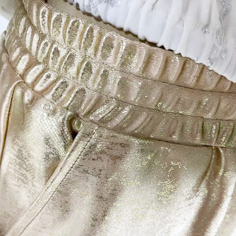 👁️🗨️49% Rabatt 🌷2-teiliges Damen-Set: Devil's Eye Goldfolien-Oberteil und Pailletten-Hosen-Set