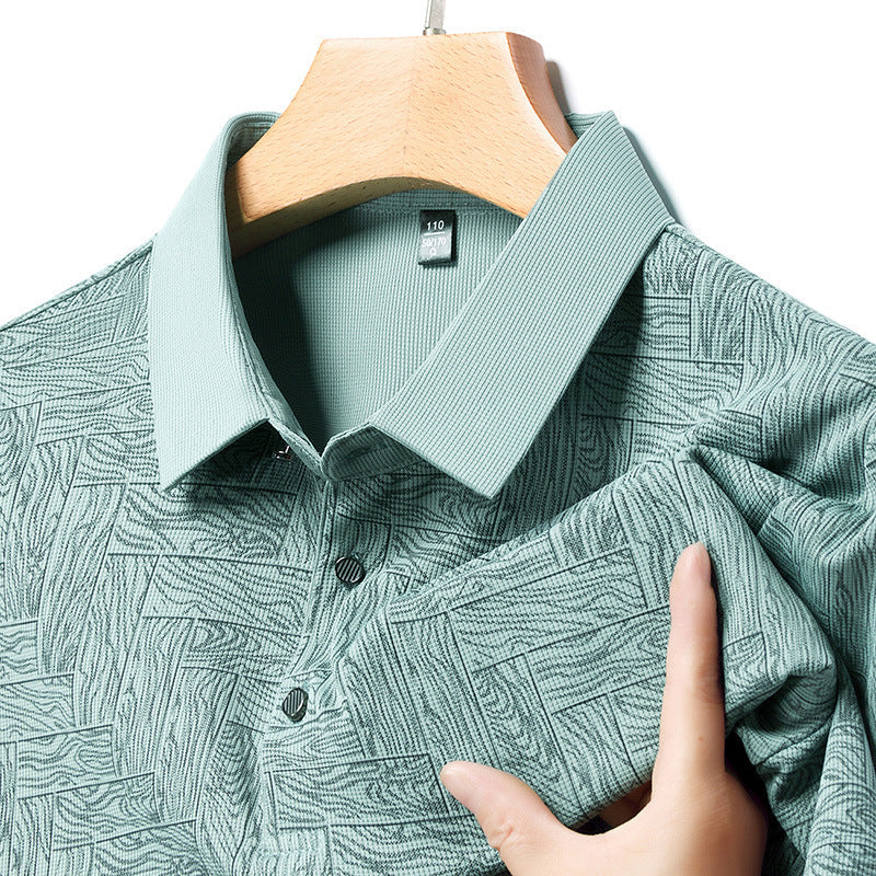 ✈️Kostenloser Versand beim Kauf von 2✈️Modisches, kühlendes, atmungsaktives, bedrucktes T-Shirt mit Revers für Herren