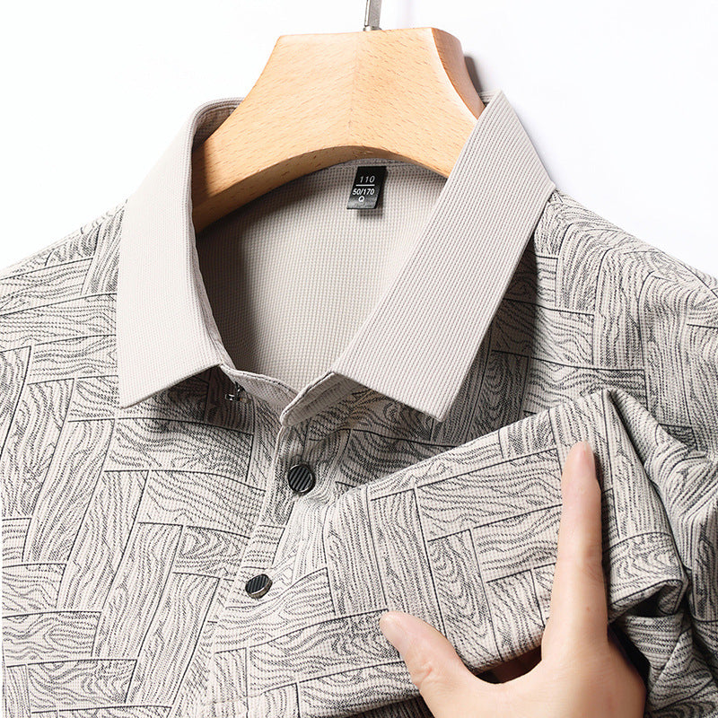 ✈️Kostenloser Versand beim Kauf von 2✈️Modisches, kühlendes, atmungsaktives, bedrucktes T-Shirt mit Revers für Herren
