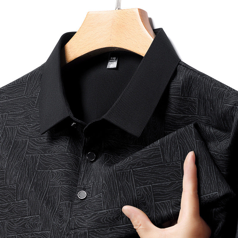 ✈️Kostenloser Versand beim Kauf von 2✈️Modisches, kühlendes, atmungsaktives, bedrucktes T-Shirt mit Revers für Herren