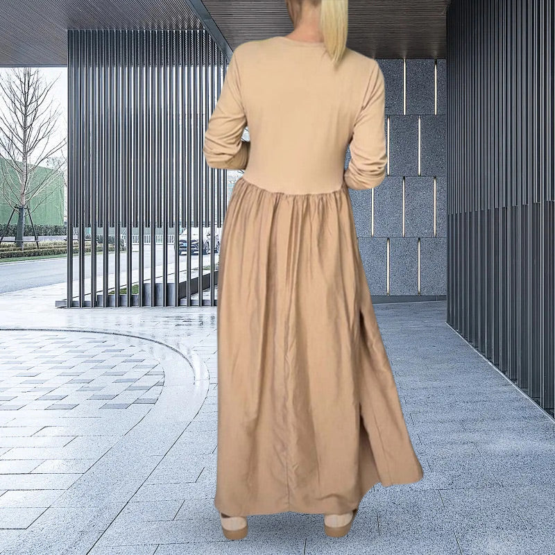 💖 Fließendes Midi-Strickkleid mit langen Ärmeln