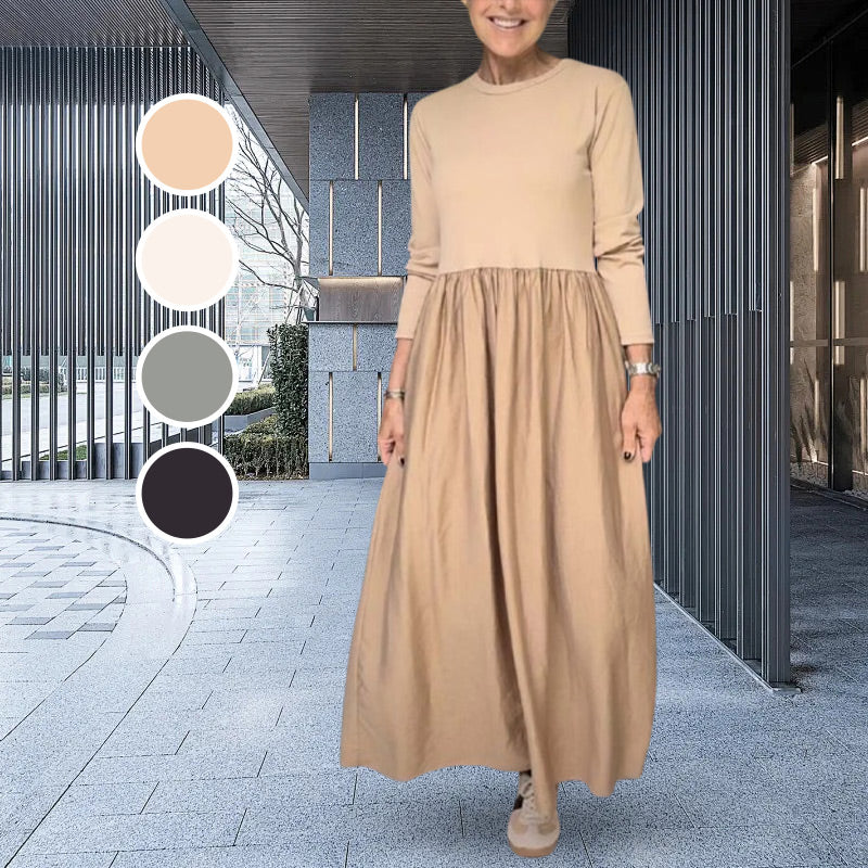 💖 Fließendes Midi-Strickkleid mit langen Ärmeln