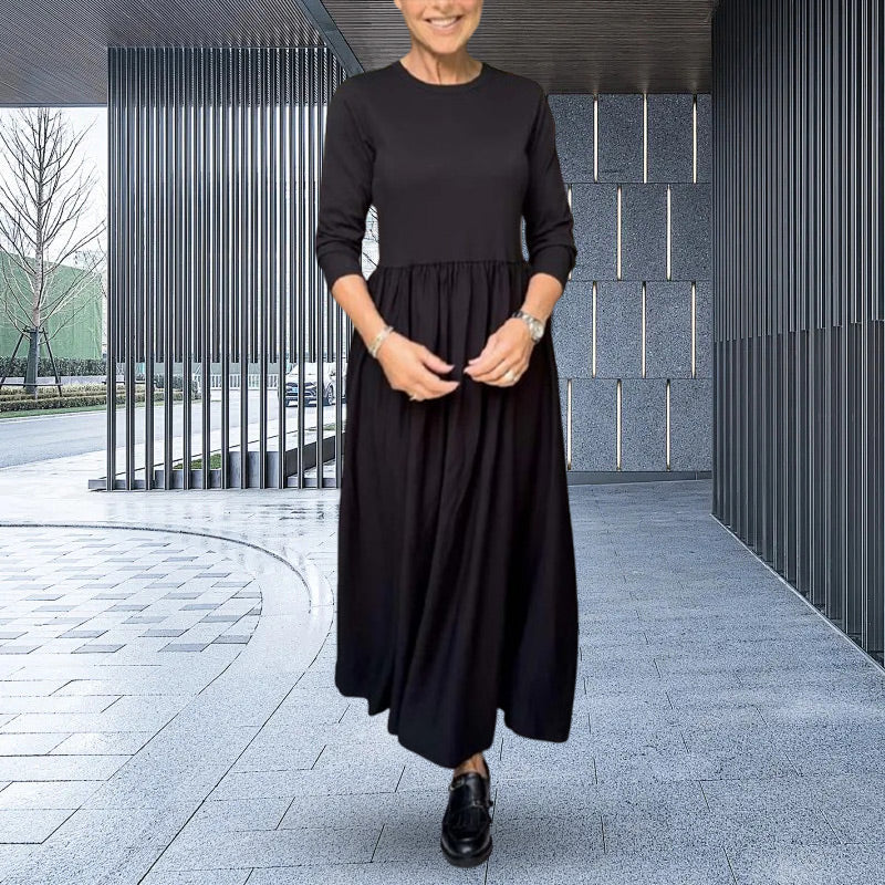 💖 Fließendes Midi-Strickkleid mit langen Ärmeln