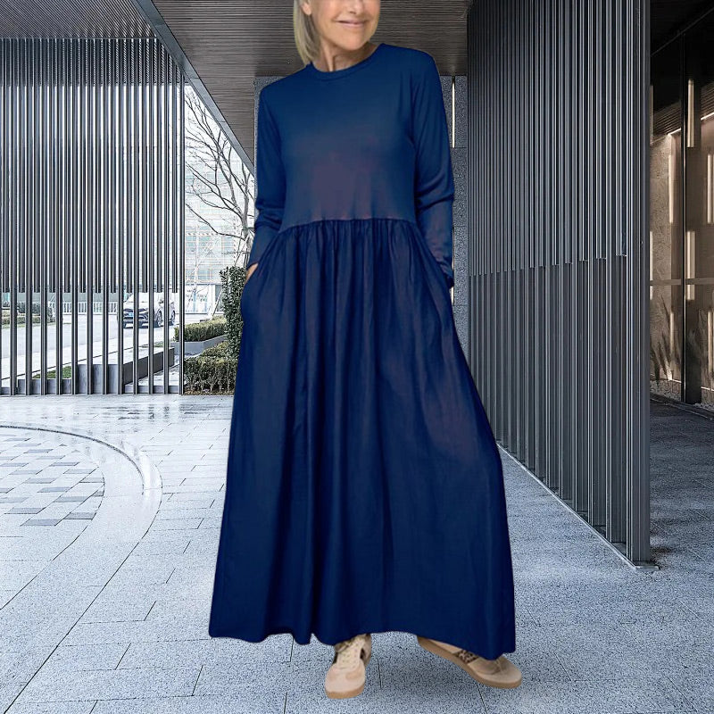 💖 Fließendes Midi-Strickkleid mit langen Ärmeln