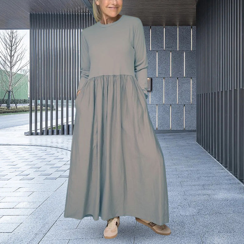 💖 Fließendes Midi-Strickkleid mit langen Ärmeln