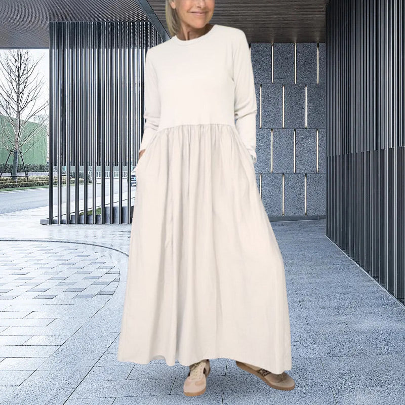💖 Fließendes Midi-Strickkleid mit langen Ärmeln