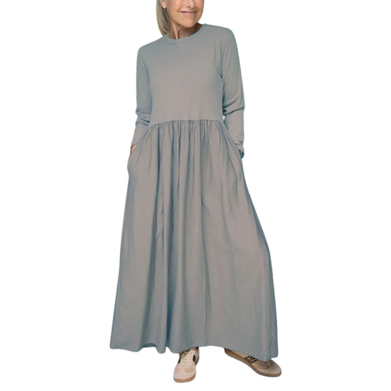 💖 Fließendes Midi-Strickkleid mit langen Ärmeln
