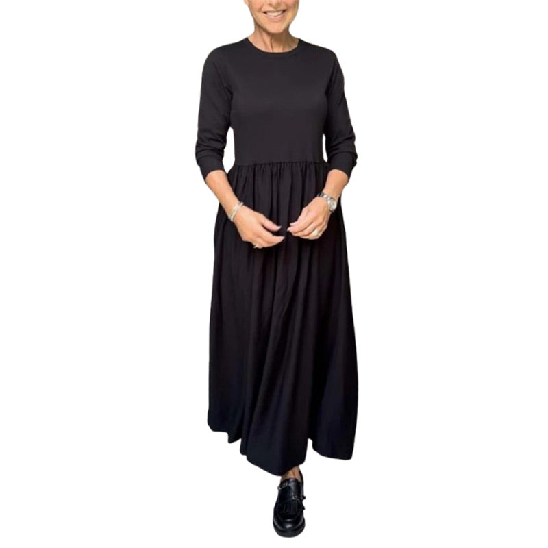 💖 Fließendes Midi-Strickkleid mit langen Ärmeln