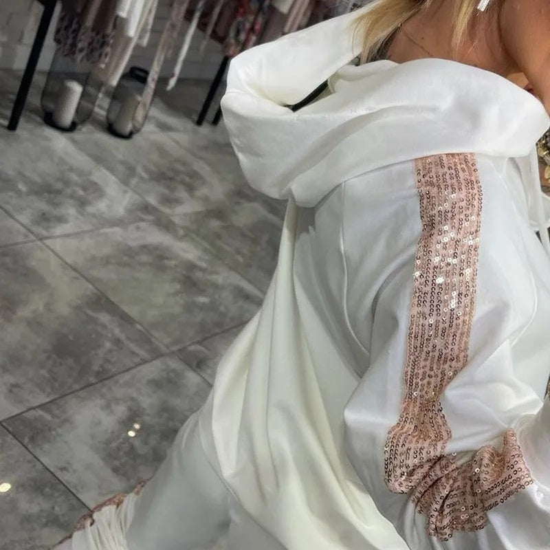 🥰50% Rabatt 2-teiliges Set aus Oberteilen und Hosen mit Kapuze und Kordelzug für Damen