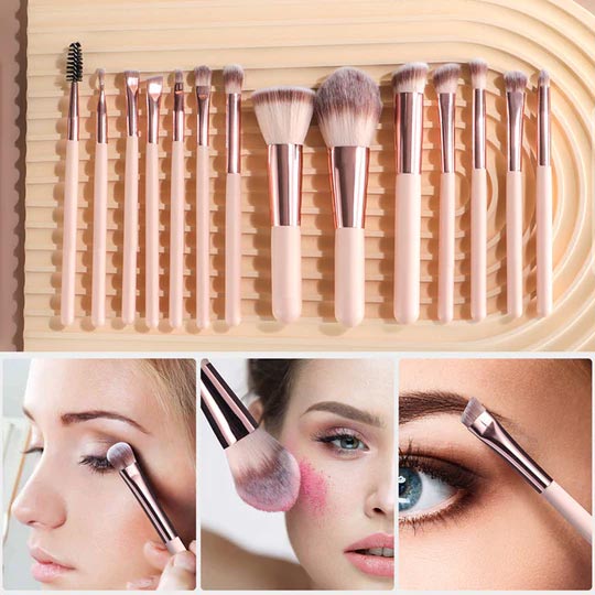 Reise-Makeup-Pinselset mit LED-Licht-Spiegel