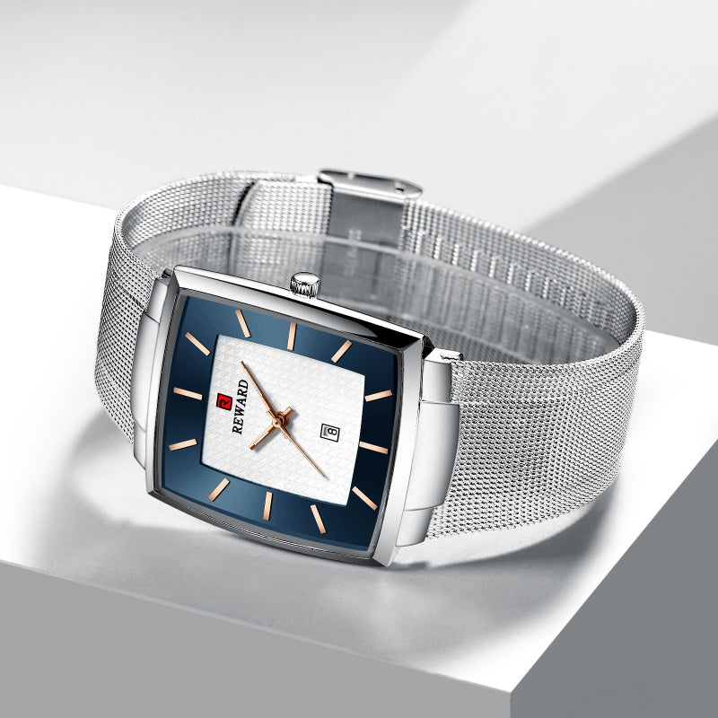 ✨LAST DAY SALE 50% RABATT✨ Ultradünne Herrenuhr mit quadratischem Maschengürtel und Quarz