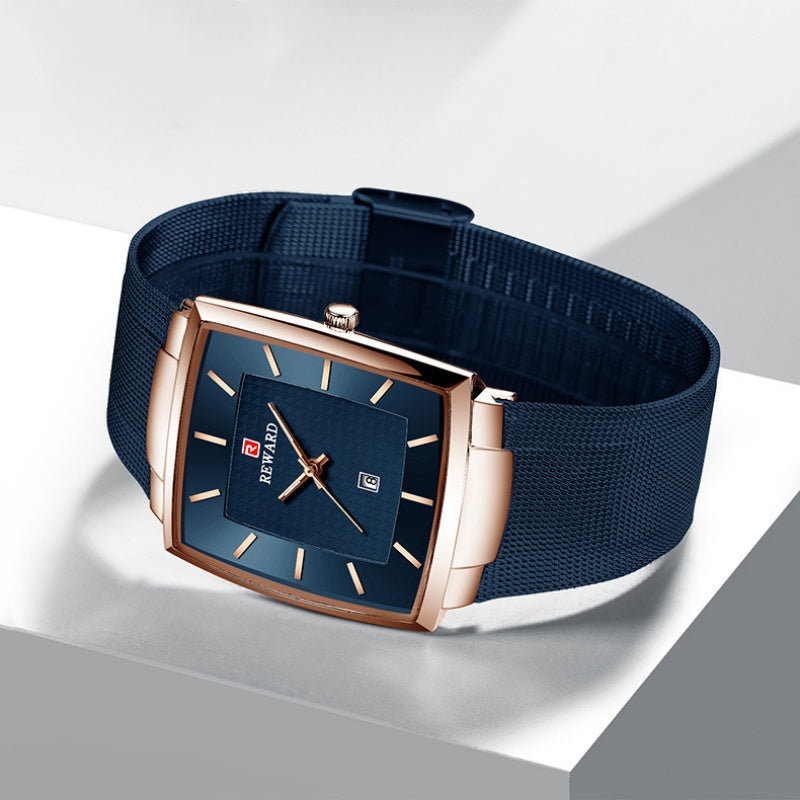 ✨LAST DAY SALE 50% RABATT✨ Ultradünne Herrenuhr mit quadratischem Maschengürtel und Quarz