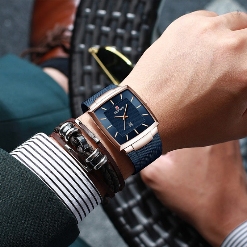 ✨LAST DAY SALE 50% RABATT✨ Ultradünne Herrenuhr mit quadratischem Maschengürtel und Quarz
