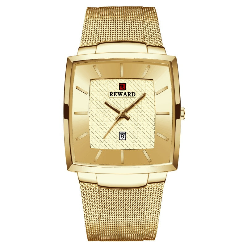 ✨LAST DAY SALE 50% RABATT✨ Ultradünne Herrenuhr mit quadratischem Maschengürtel und Quarz
