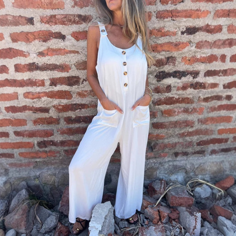 🔥49% RABATT🔥 Lässiger, vielseitiger, lockerer Jumpsuit mit Knöpfen für Damen