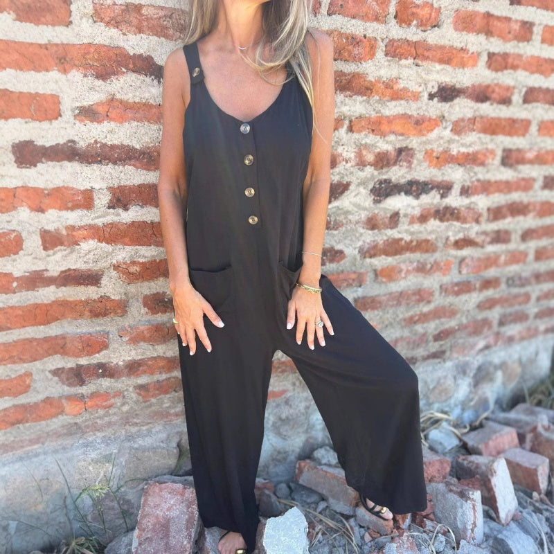 🔥49% RABATT🔥 Lässiger, vielseitiger, lockerer Jumpsuit mit Knöpfen für Damen