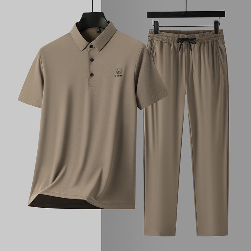 Herren 2-teiliges Set: Kurzarm-Oberteil & Hose mit elastischem Bund