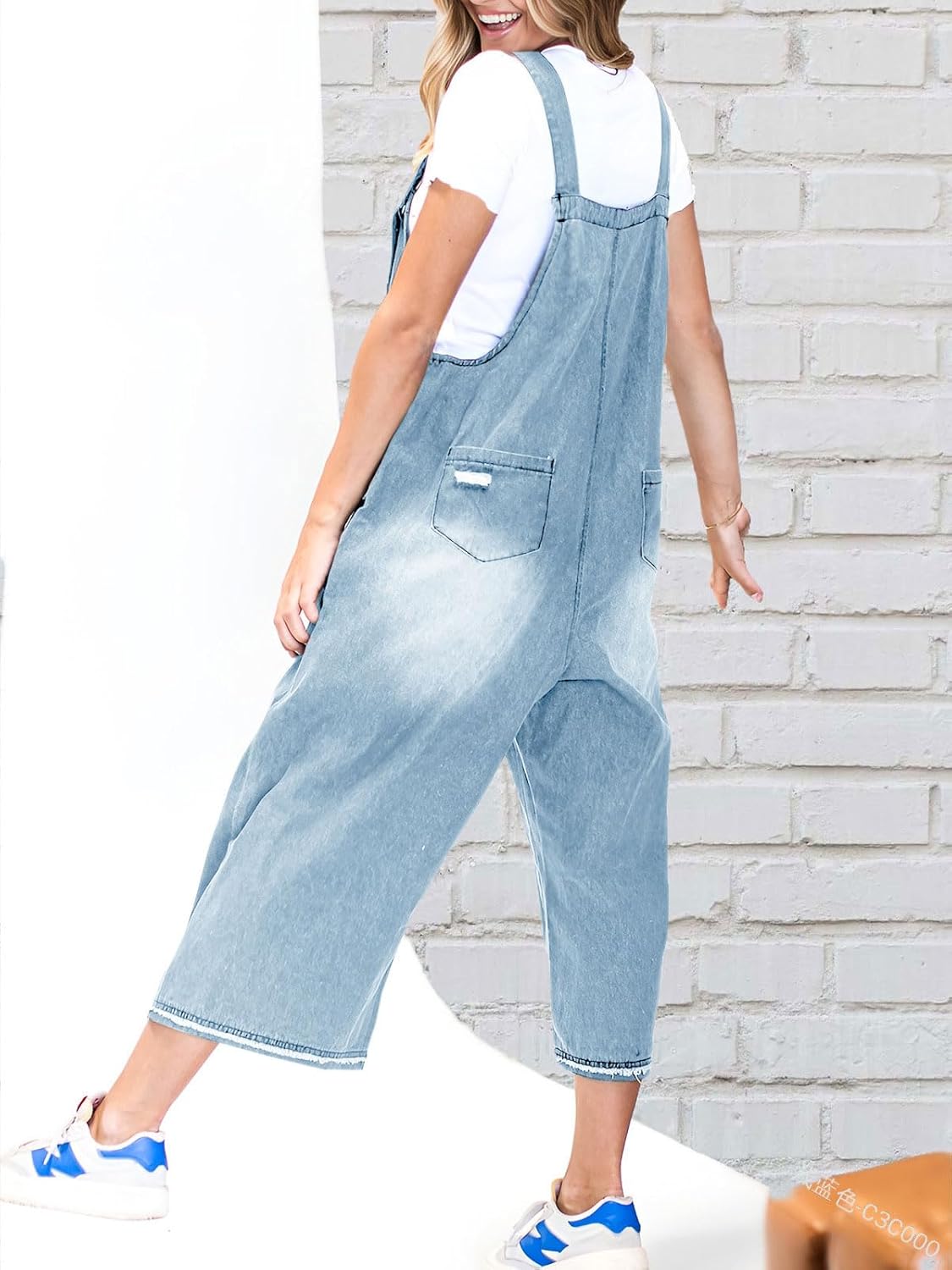 ❤️SOMMERANGEBOT - 50% RABATT❤️Süße Damen-Latzhose im Jumpsuit-Stil aus Destroyed Denim mit Knöpfen