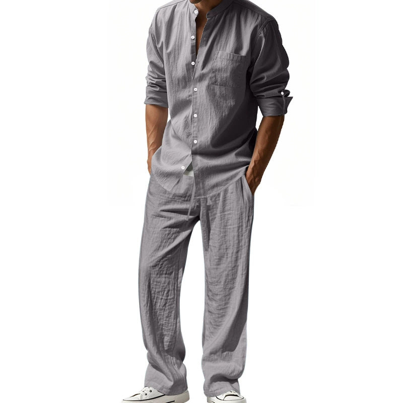 đ„LĂ€ssiges, atmungsaktives Herren-Set aus Hemd und Hose