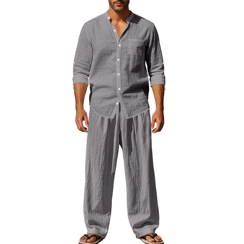 đ„LĂ€ssiges, atmungsaktives Herren-Set aus Hemd und Hose