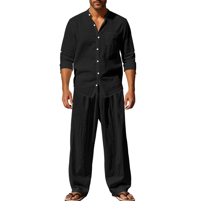 đ„LĂ€ssiges, atmungsaktives Herren-Set aus Hemd und Hose