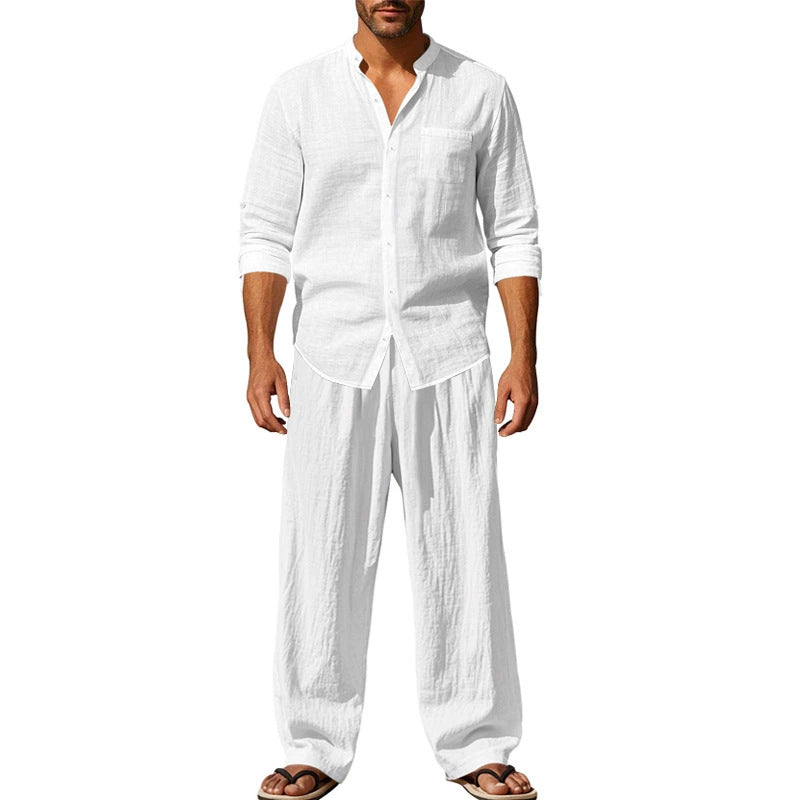 đ„LĂ€ssiges, atmungsaktives Herren-Set aus Hemd und Hose