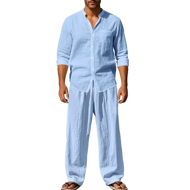 đ„LĂ€ssiges, atmungsaktives Herren-Set aus Hemd und Hose