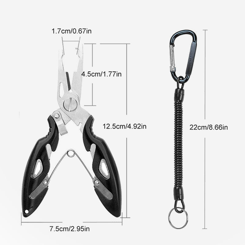 Multifunktionales Angelzangenset (Zange + Sicherungsband)