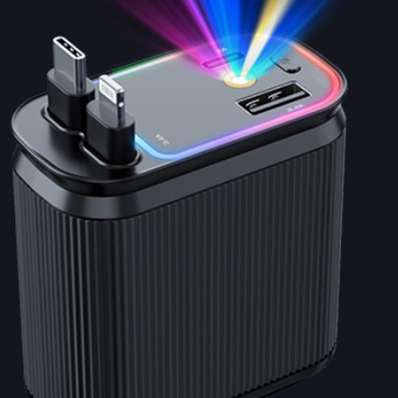 120-W-Autoladegerät mit violettem Stern-Ambientelicht und einziehbarem Kabel