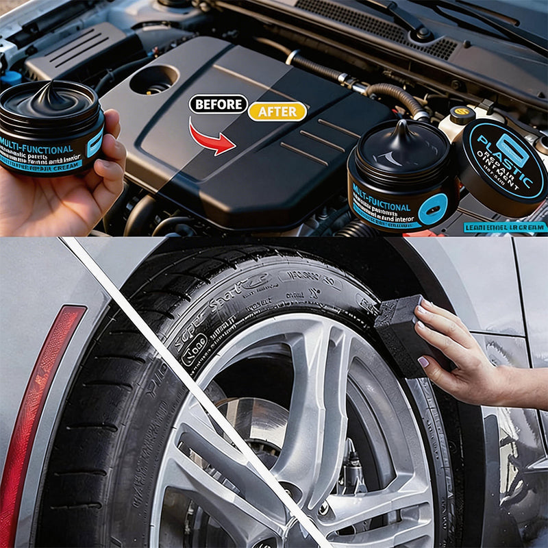 🚗💫AKTION! Mehrzweck-Restaurierungscreme für Kunststoffe und Autoreifen.