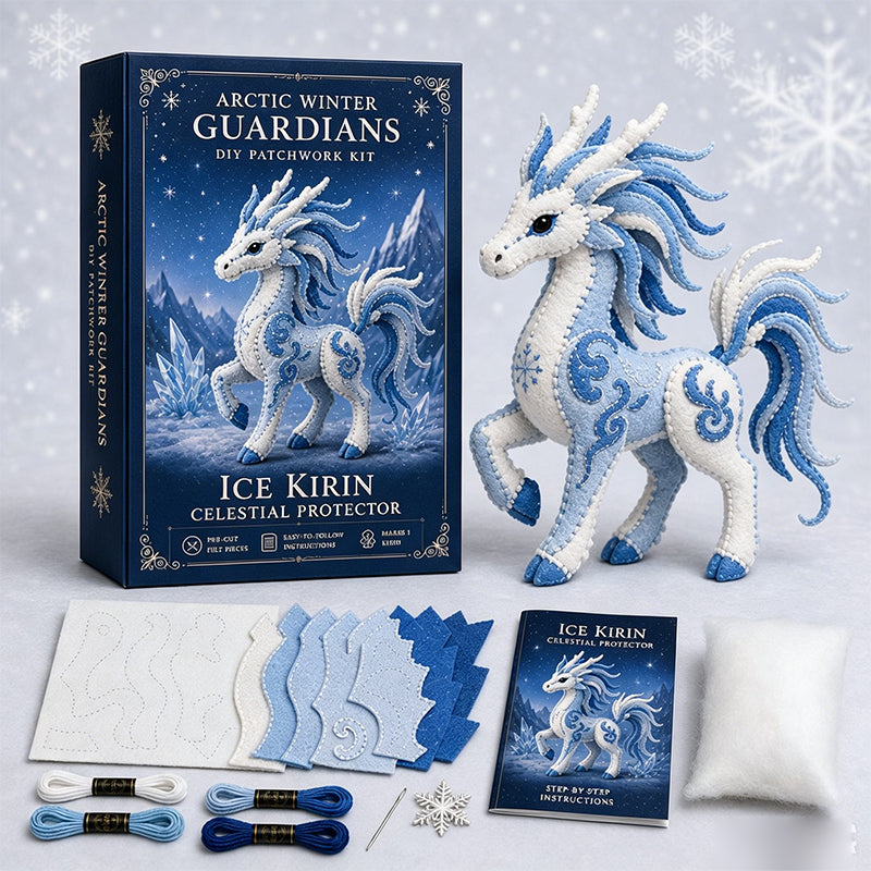 DIY-Patchwork-Set „Eisdrachen“ – „Arktischer Winterwächter“ – Nähset