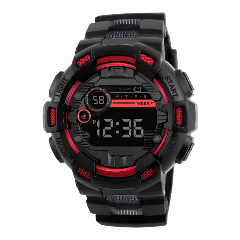 ⌚ Digitale Smartwatch mit großem Display und LED-Hintergrundbeleuchtung – gut lesbar bei Sonnenlicht und Dunkelheit, leicht und robust.