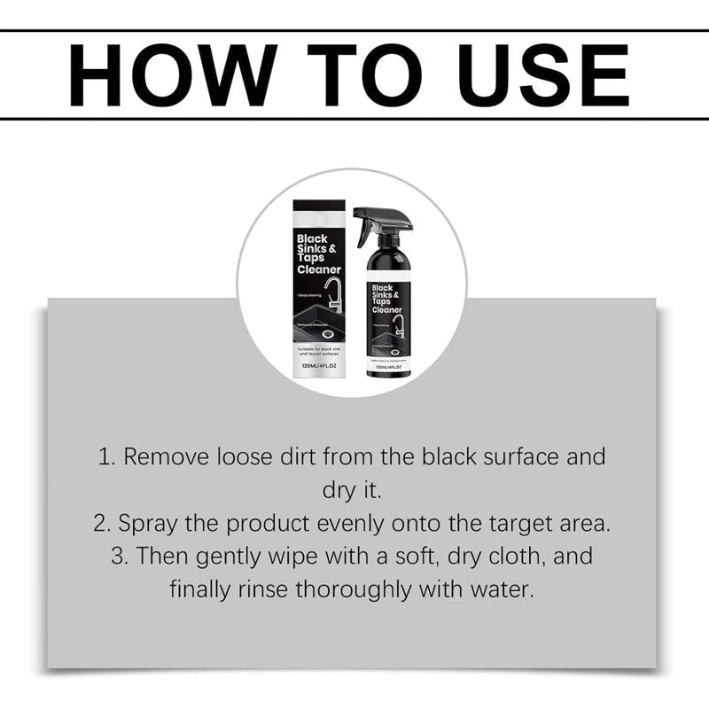 🚿🔥Spray für schwarze Waschbecken und Wasserhähne, Spray zur Entfernung hartnäckiger Wasserflecken
