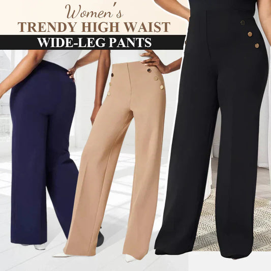 👖53% RABATT! ✨ Hoch Elastische Hose mit Knopfverschluss & Weitem Bein – Figurformend, 3 Längen & Superbequem 🏃‍♀️