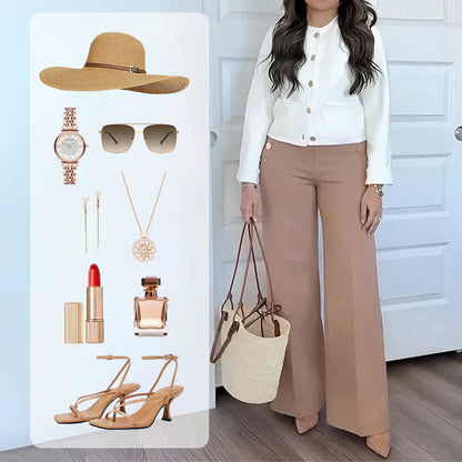 👖53% RABATT! ✨ Hoch Elastische Hose mit Knopfverschluss & Weitem Bein – Figurformend, 3 Längen & Superbequem 🏃‍♀️