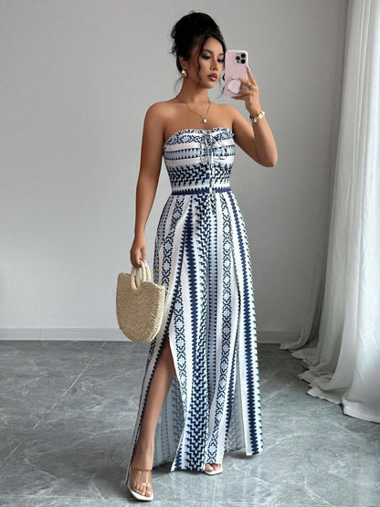 👗 60% RABATT! ✨ Damen Jumpsuit schulterfrei floral im Boho-Stil – Eleganter Sommer-Overall mit Bardot-Ausschnitt – Fließend, leicht & perfekt für Festivals, Strand oder romantische Sommerabende 🌸